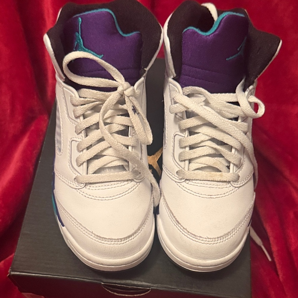 Jordan Kids White, Purple & Teal High-Top Sneakers